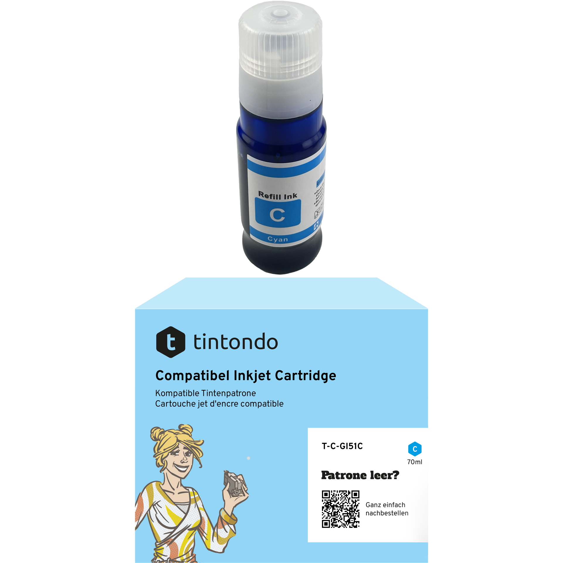 Tintenflasche kompatibel zu Canon GI-51 Cyan