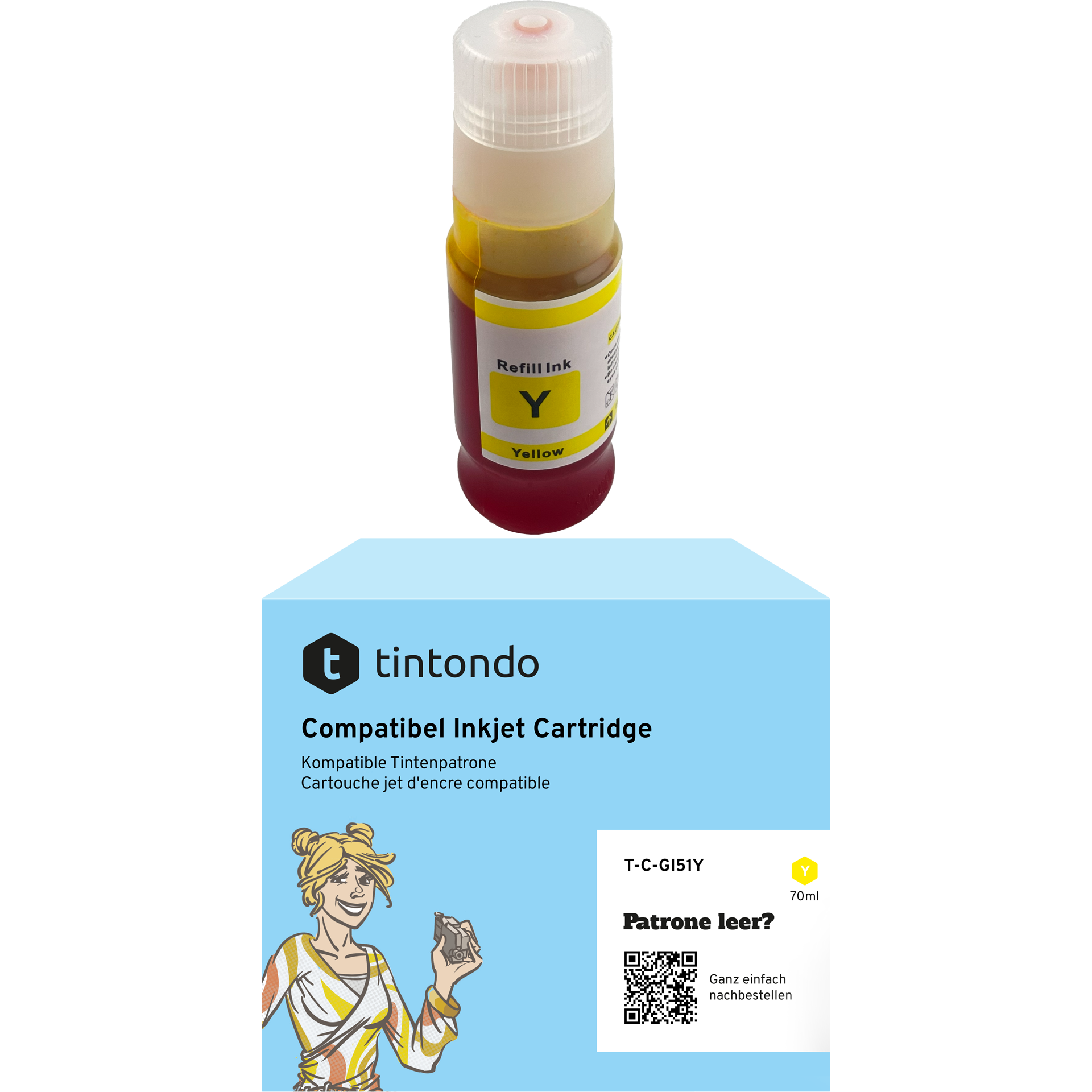 Tintenflasche kompatibel zu Canon GI-51 Gelb