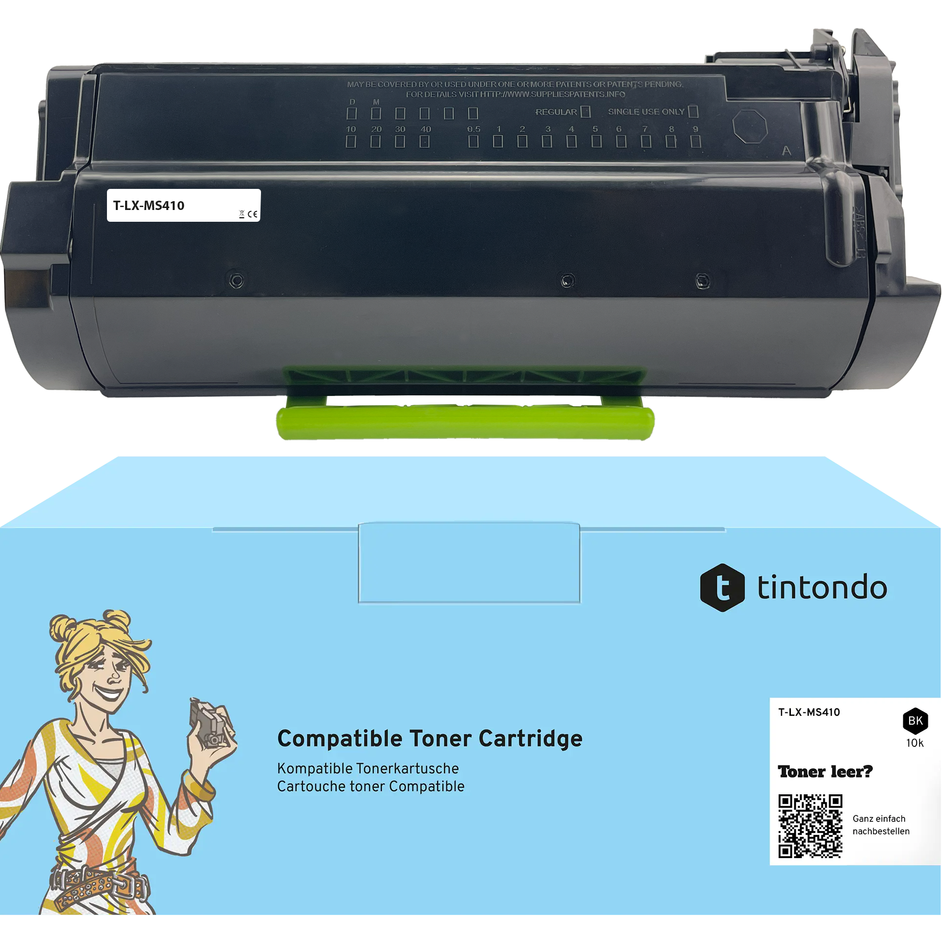 Toner kompatibel für Lexmark MS410dn MS510dn 50F2X00 502X Schwarz