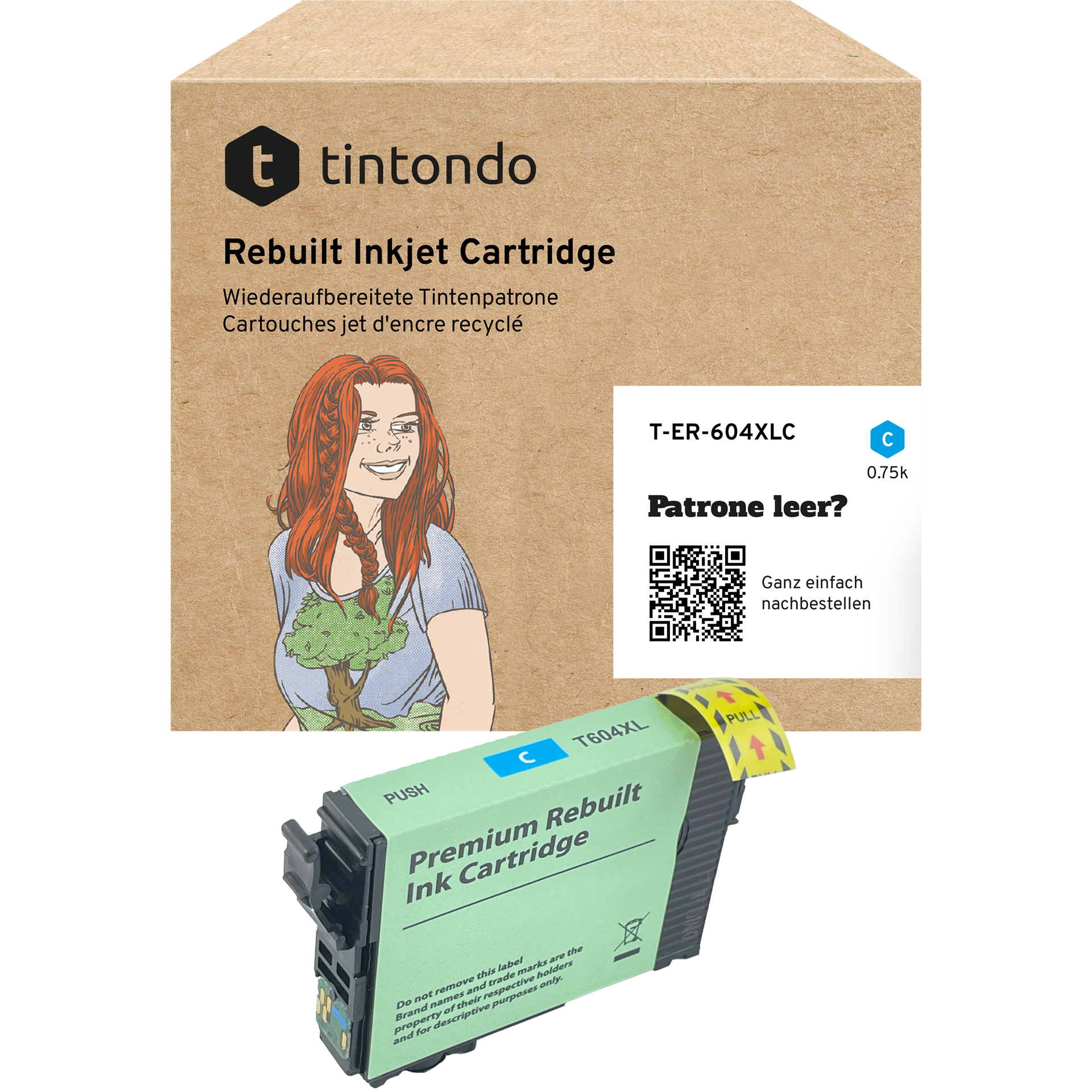 Recycelte Tintenpatrone Epson 604XL Cyan ~ 750 Seiten – passend für Epson Expression Home XP-4200, WorkForce WF-2930DWF, XP-3200
