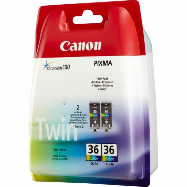 Original Tintenpatronen Canon CLI-36 Doppelpack Color