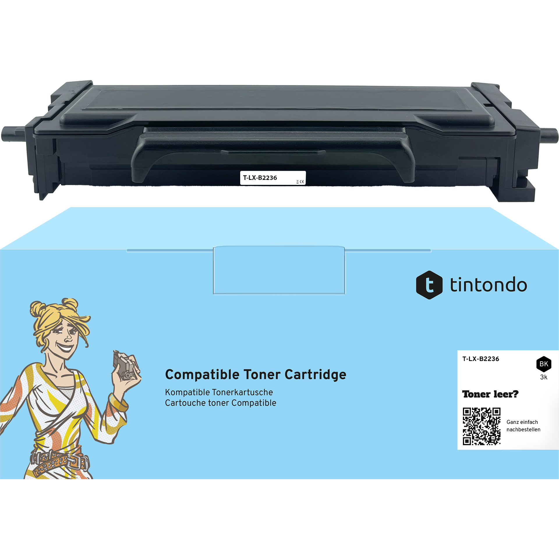 Toner kompatibel zu Lexmark B222H00 Schwarz