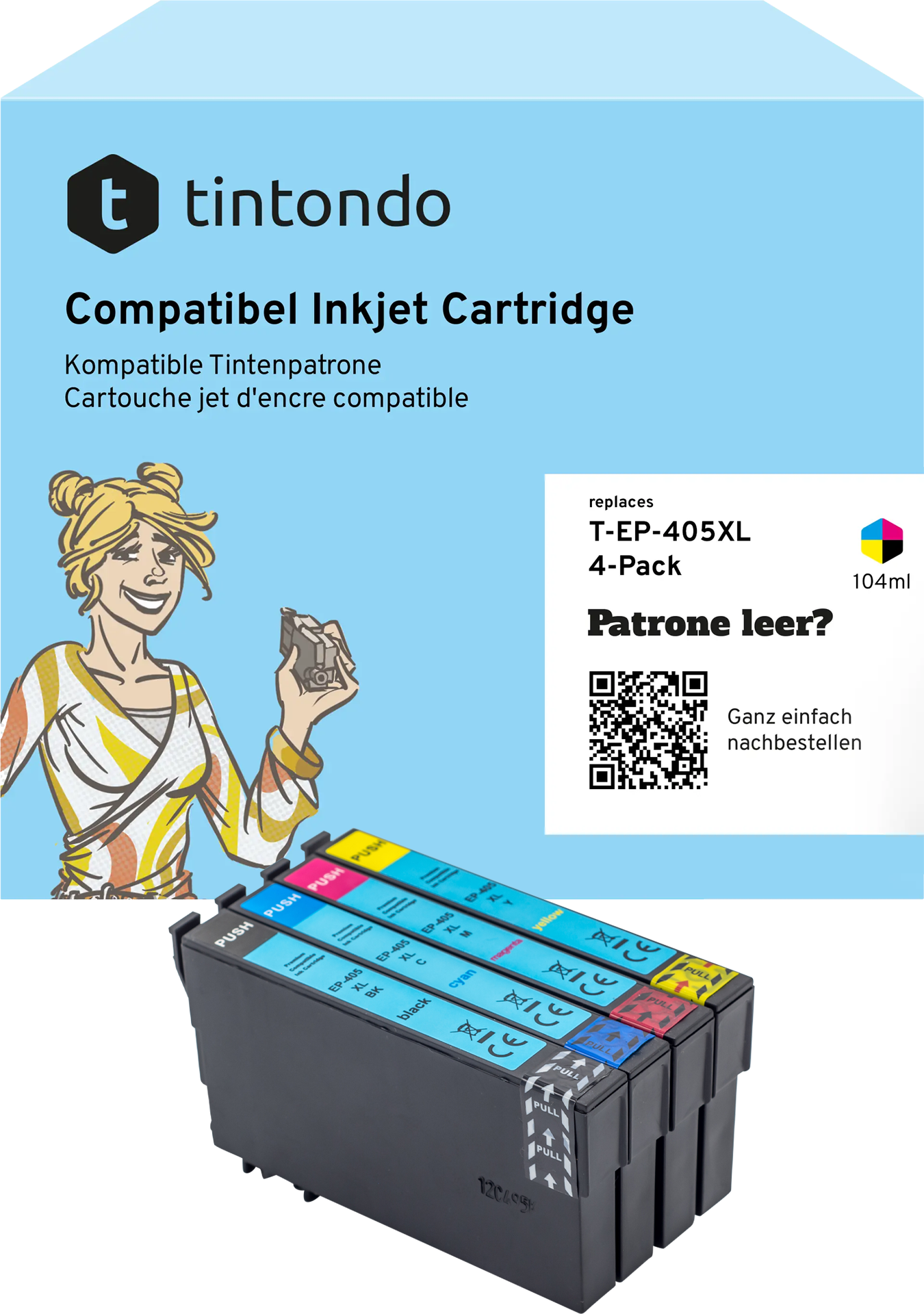 Tintenpatronen, kompatibel zu Epson 405XL CMYK Multipack – passend für Epson WorkForce Pro WF-3820DWF, WF-4820DWF, WF-4830DTWF