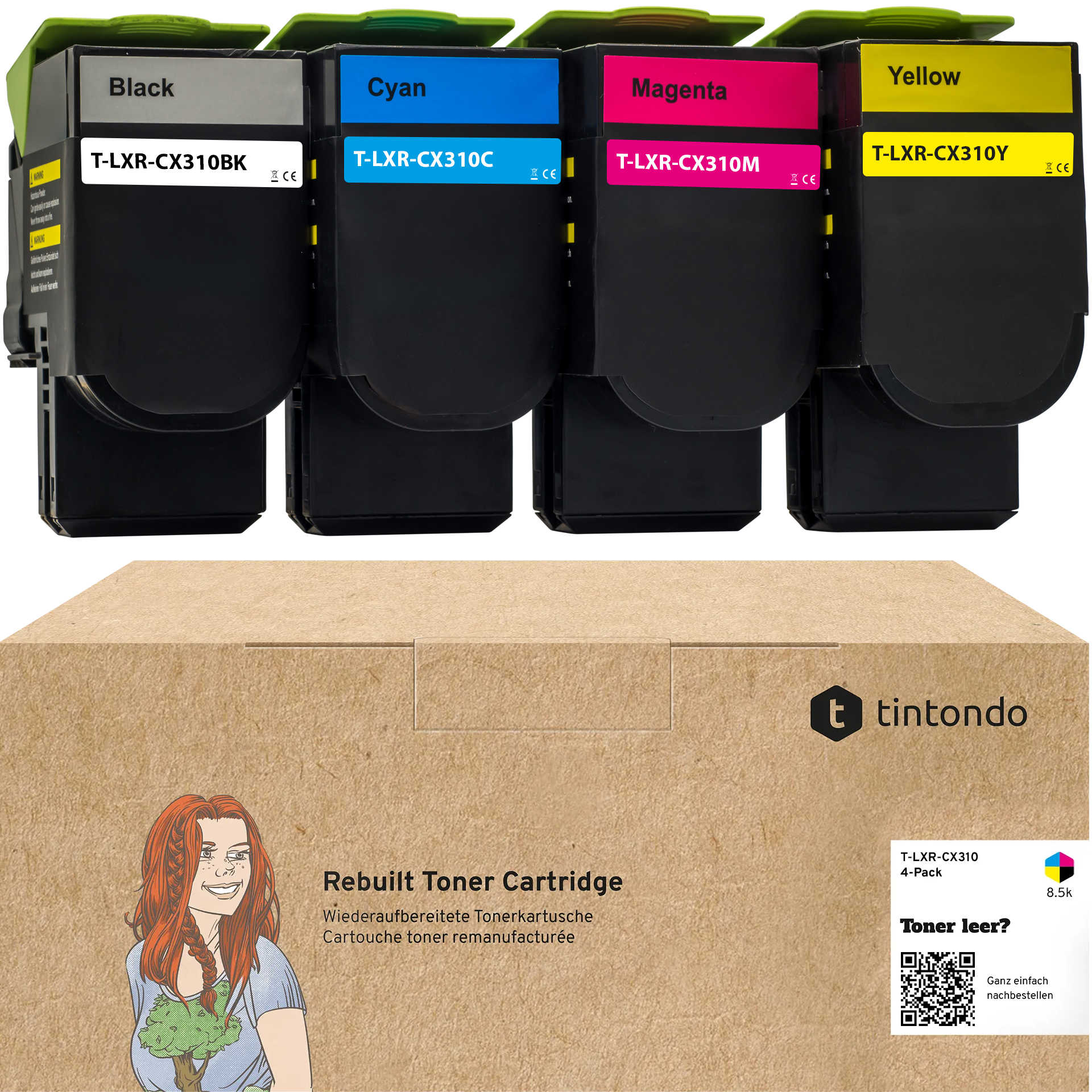 Kompatibler Toner für Lexmark CX310dn CX410dn CX510de 80C2SK0 80C2SC0 80C2SM0 80C2SY0 CMYK 4er Set