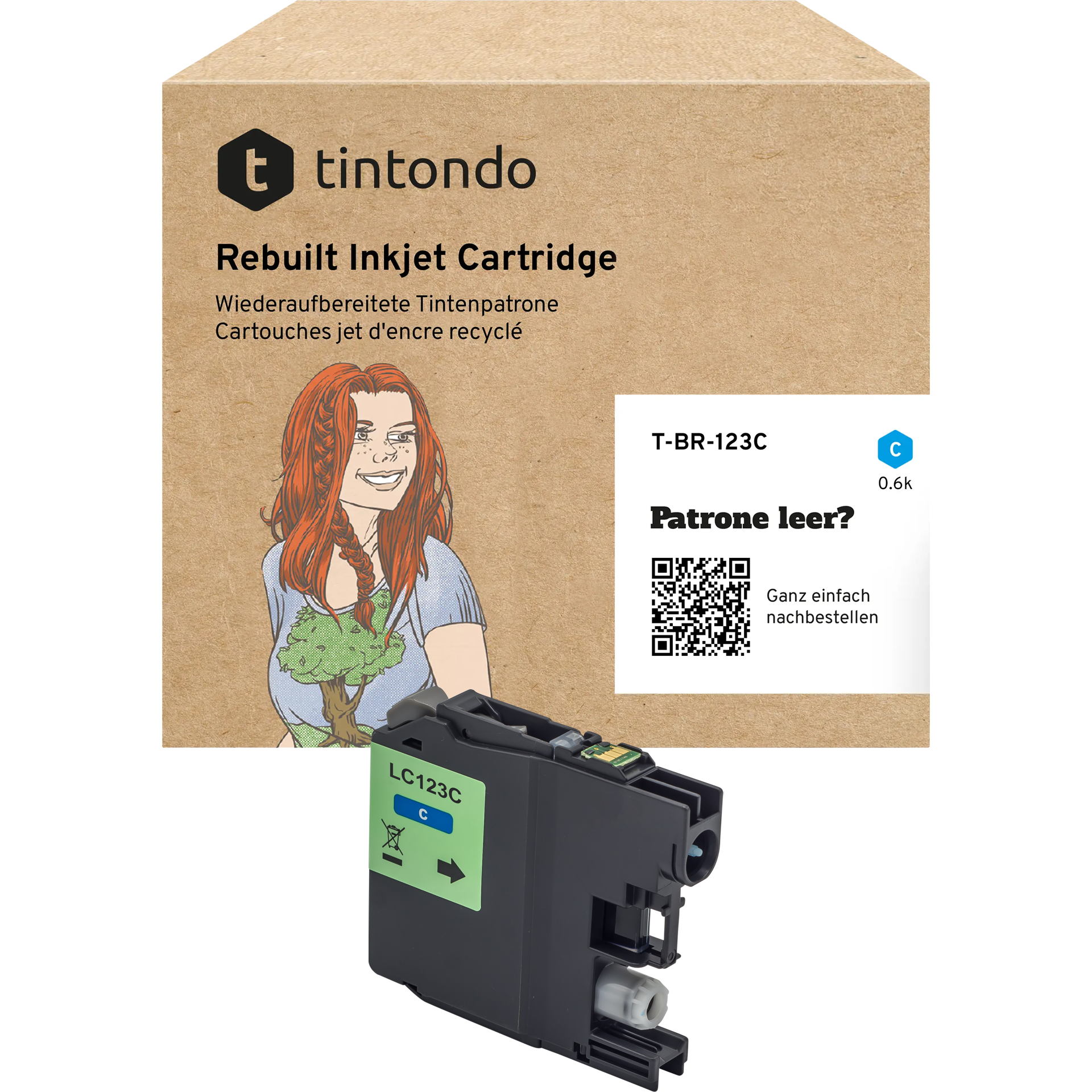 Recycelte Tintenpatrone Brother LC-121/LC-123 Cyan ~ 1.000 Seiten