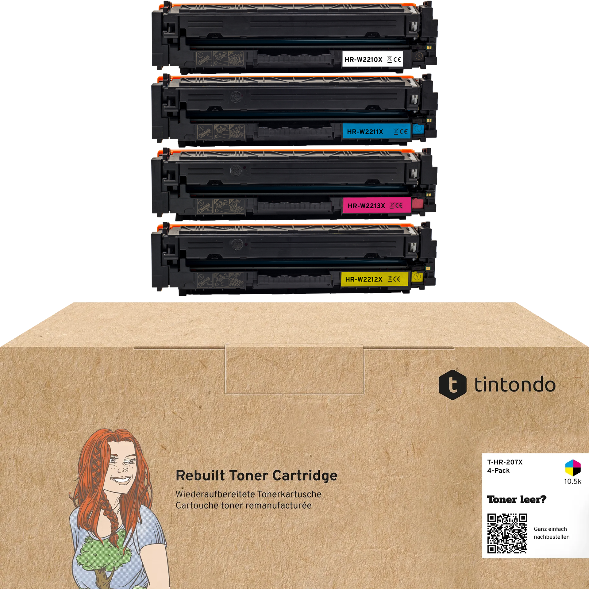 Recycelter Toner HP 207X W2210X W2211X W2212X W2213X CMYK Multipack