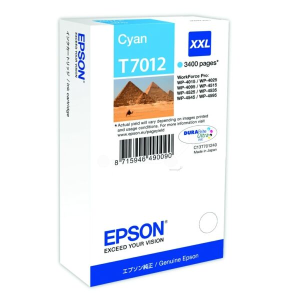 Original Tintenpatrone Epson T7012XXL Cyan