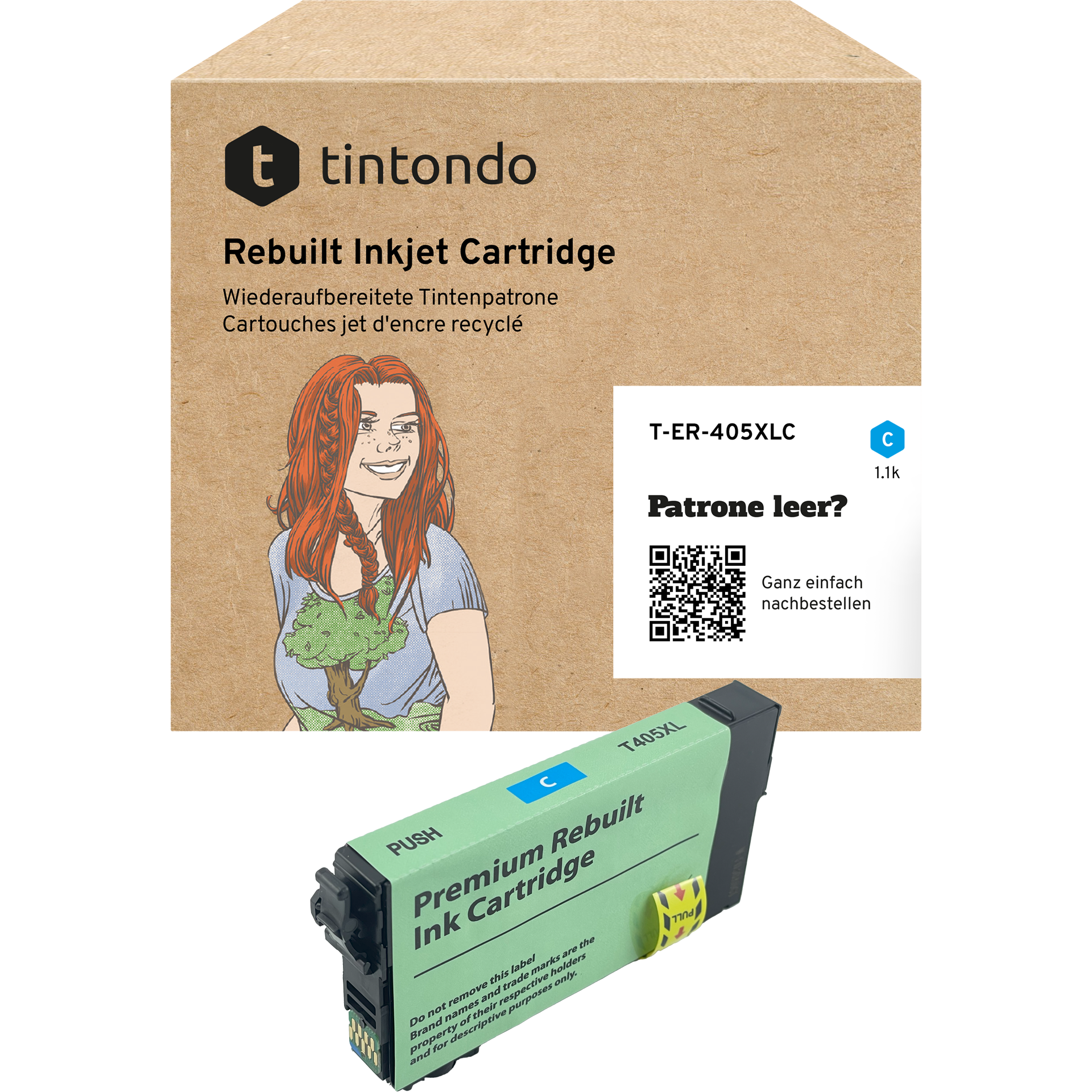 Recycelte Tintenpatrone Epson 405XL Cyan ~ 1.100 Seiten – passend für Epson WorkForce Pro WF-4820DWF, WF-3820DWF, WF-4830DTWF