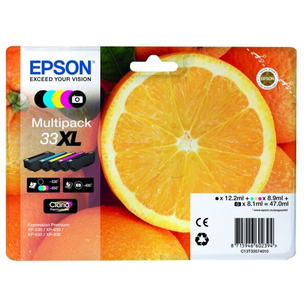 Original Tintenpatronen Epson 33XL Fünferpack CMYK +1PBK